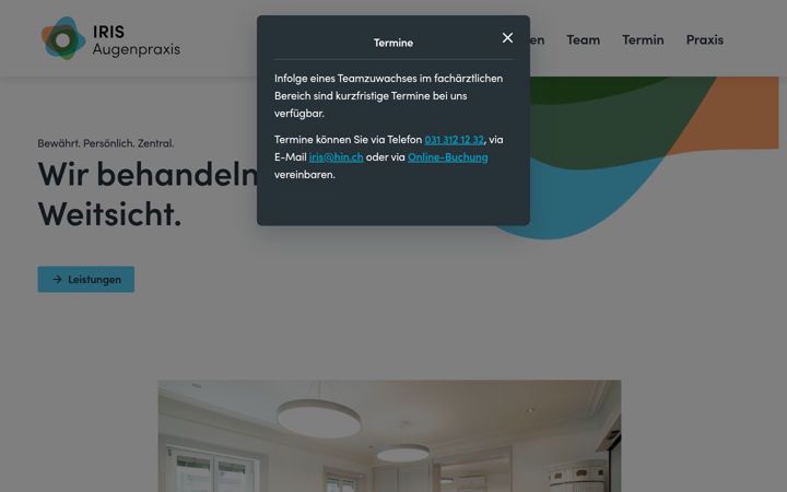 Screenshot of iris-augenpraxis.ch
