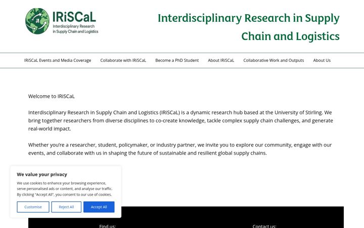 Screenshot of iriscal.stir.ac.uk