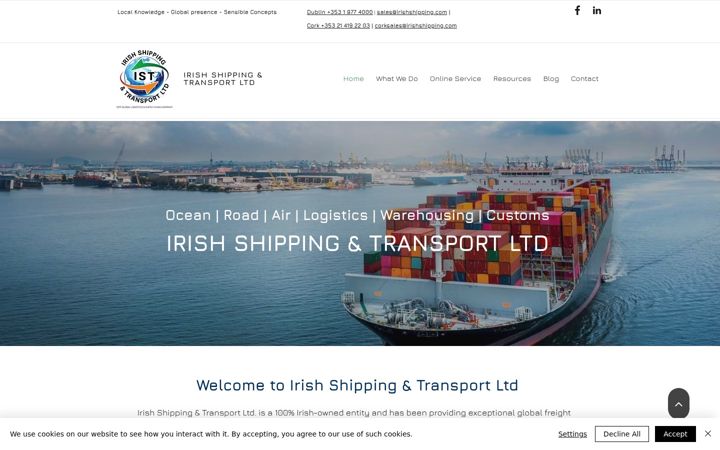 Screenshot of irish-shipping.com
