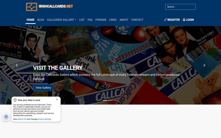 Screenshot of irishcallcards.net