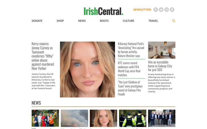 Captură de ecran a irishcentral.com