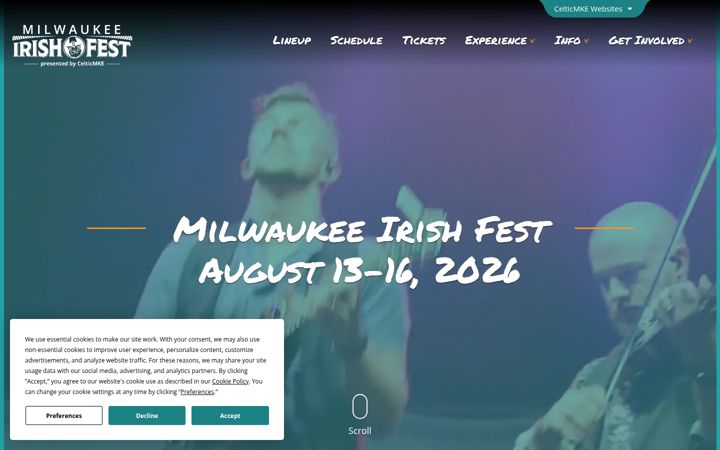Screenshot of irishfest.com