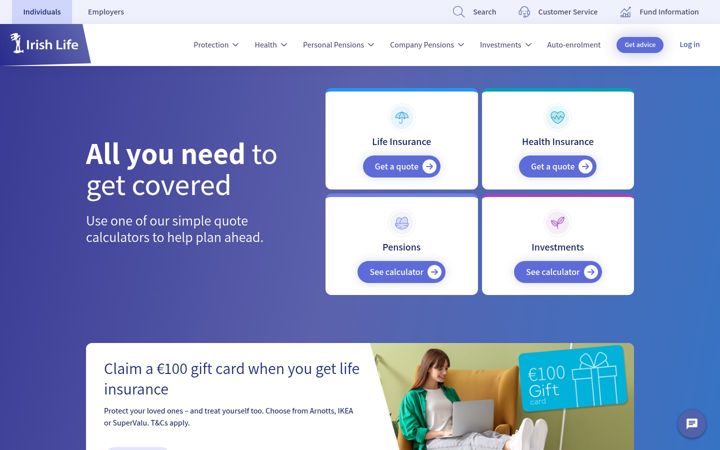 Screenshot of irishlife.ie