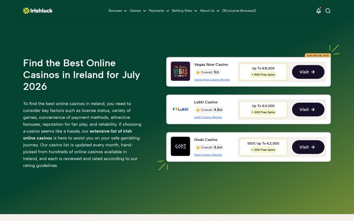 Screenshot of irishluck.ie