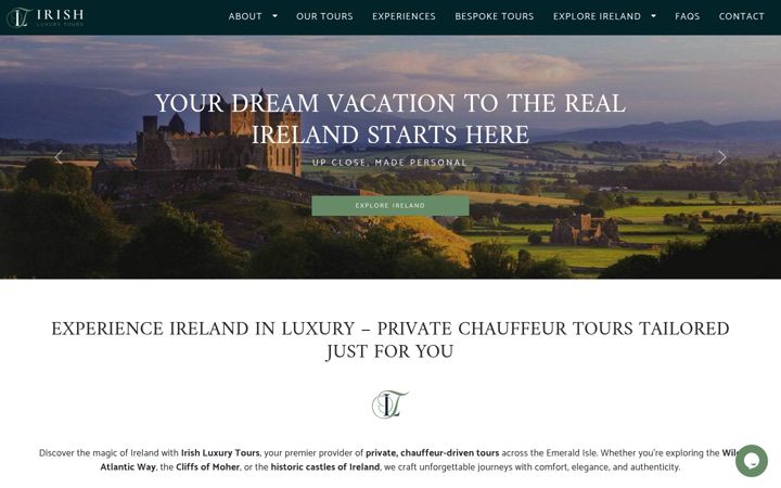 Screenshot of irishluxurytours.com