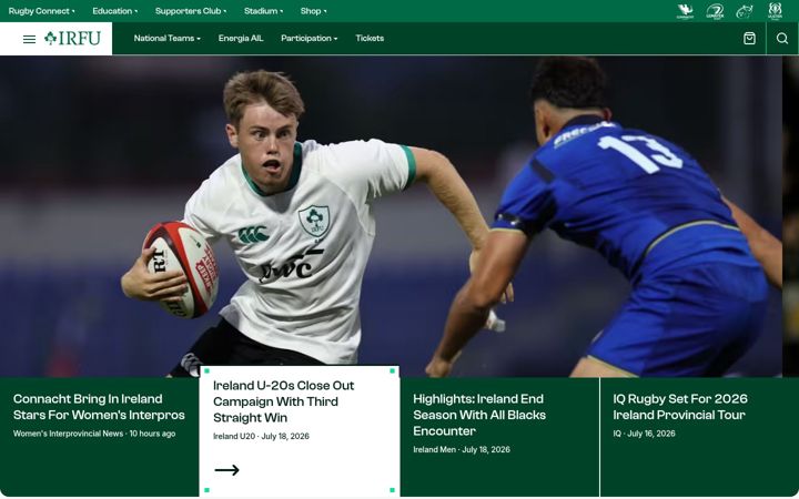 Screenshot of irishrugby.ie