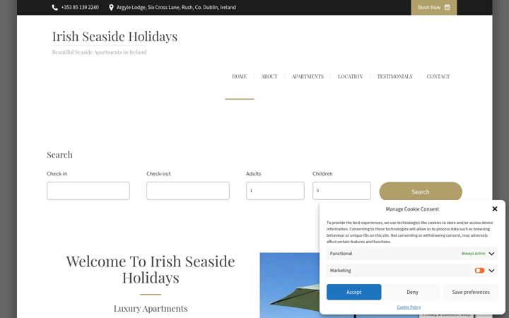 Screenshot of irishseasideholidays.com