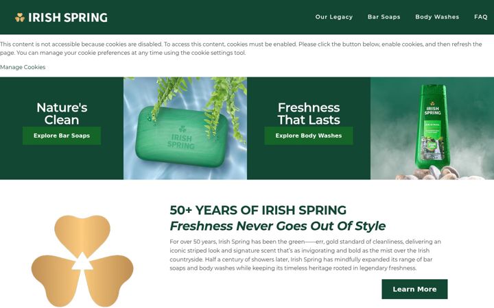Screenshot of irishspring.com