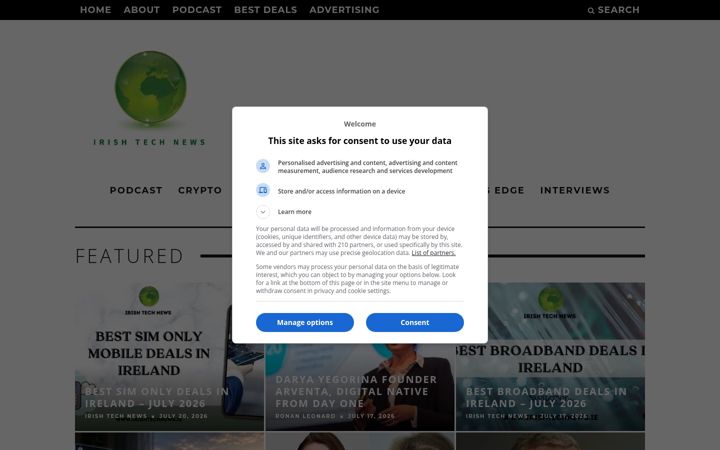 Screenshot of irishtechnews.ie