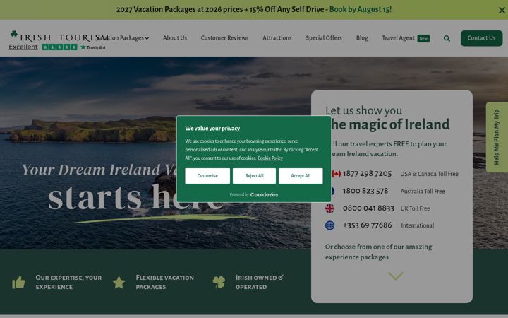 Screenshot of irishtourism.com