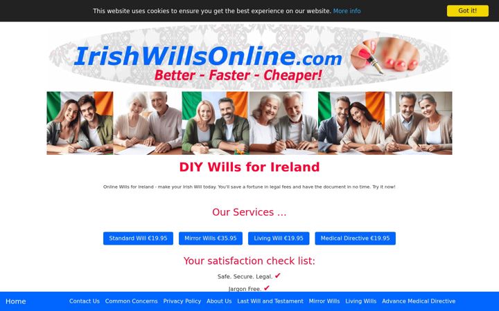Screenshot of irishwillsonline.com