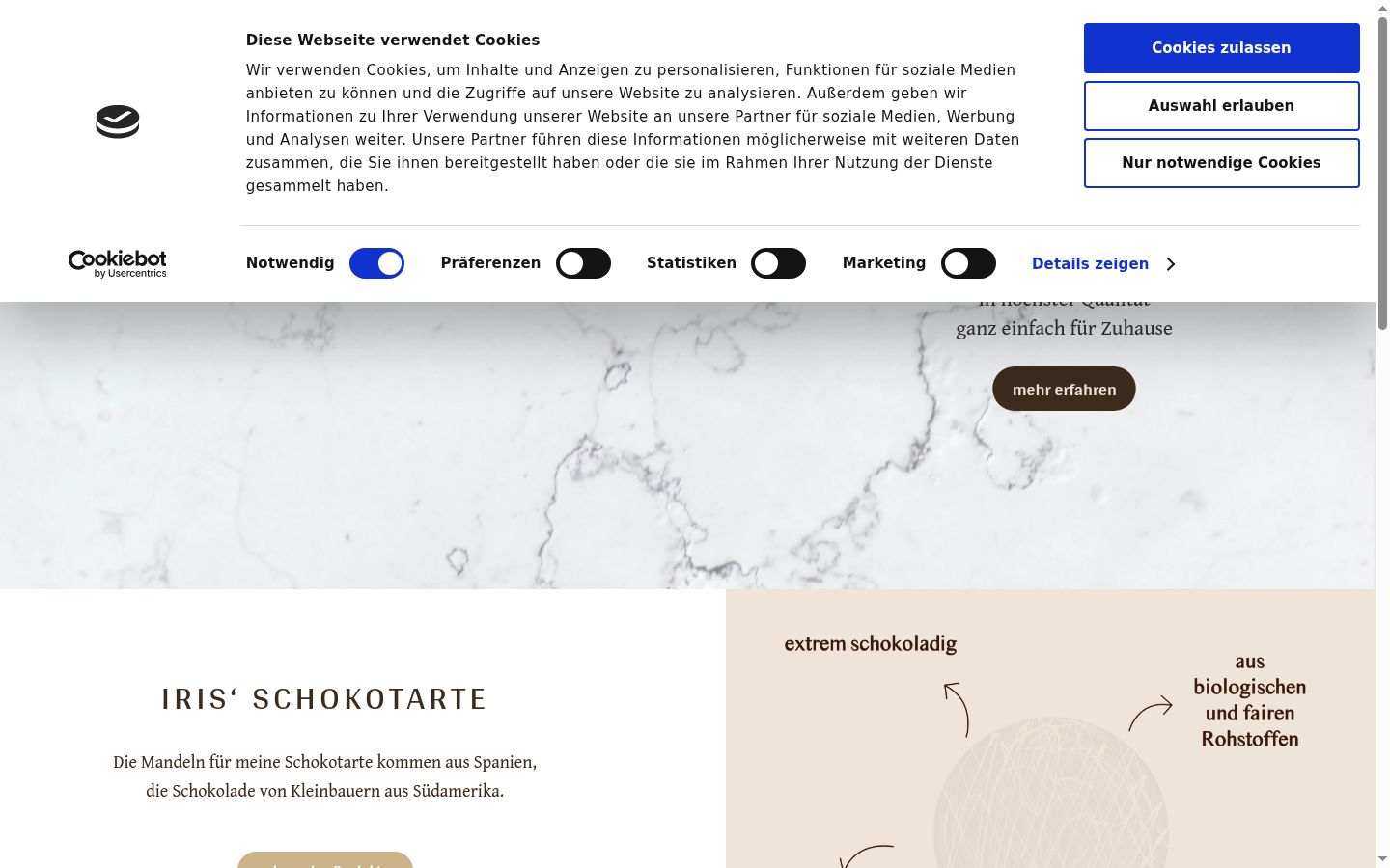 Screenshot des Einwilligungsbanners vor jeglicher Interaktion