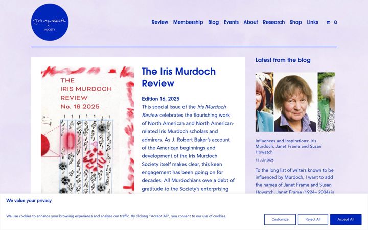 Screenshot of irismurdochsociety.org.uk
