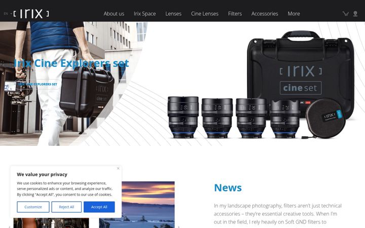 Screenshot of irixlens.com