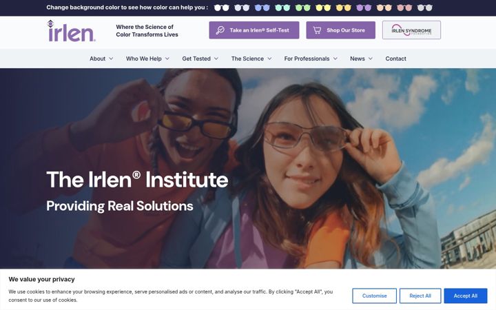 Screenshot of irlen.com