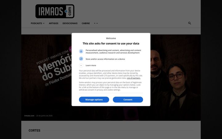 Screenshot of irmaos.com