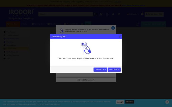 Screenshot of irodoricomics.com