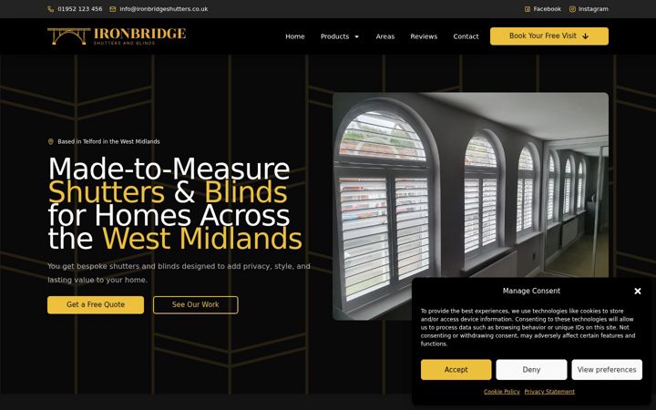 Screenshot of ironbridgeshuttersandblinds.com