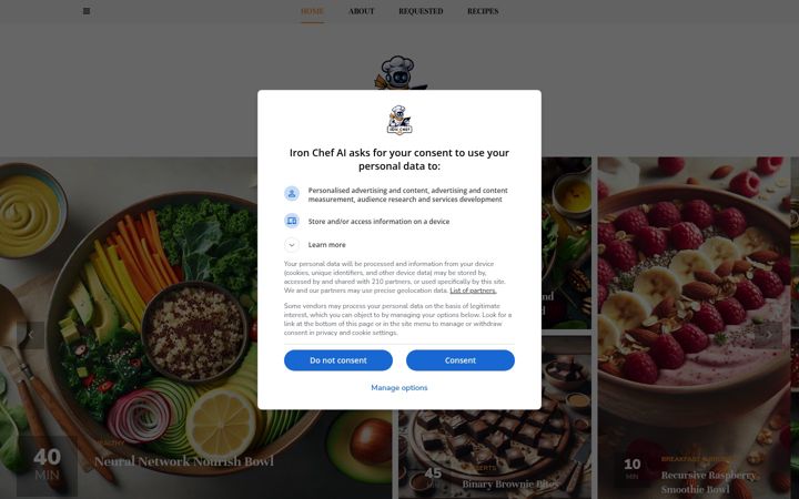 Screenshot of ironchefai.com
