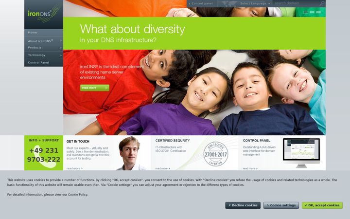 Screenshot di irondns.net