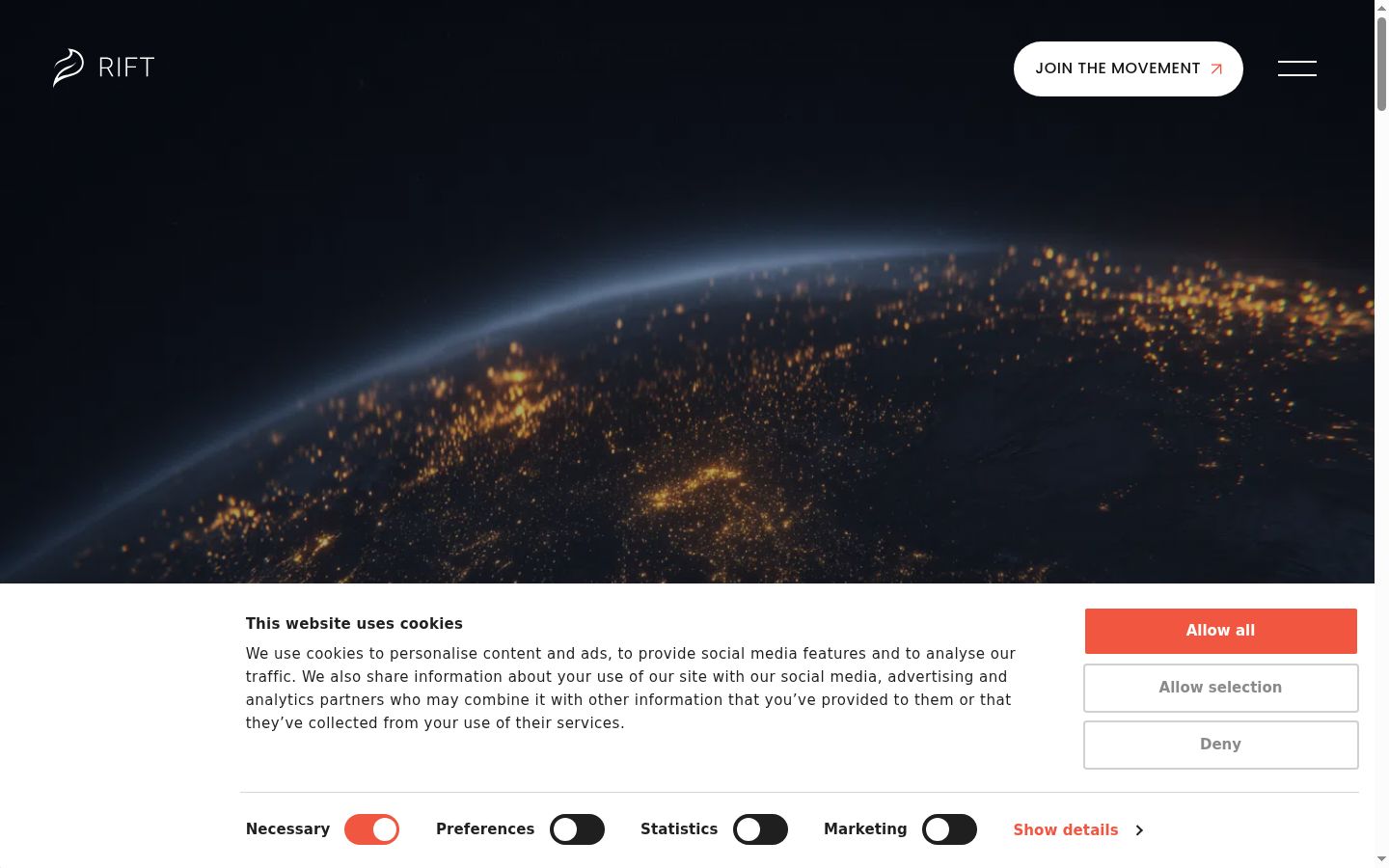 Capture d'écran de la bannière de consentement affichée avant toute interaction
