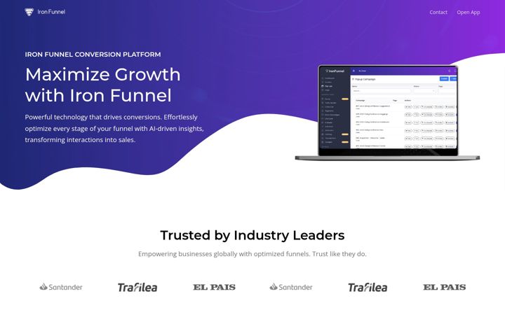 Screenshot of ironfunnel.com