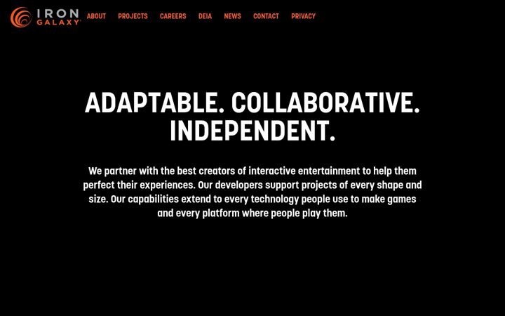 Screenshot of irongalaxystudios.com