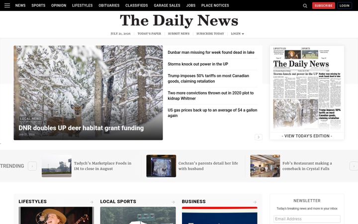 Screenshot of ironmountaindailynews.com