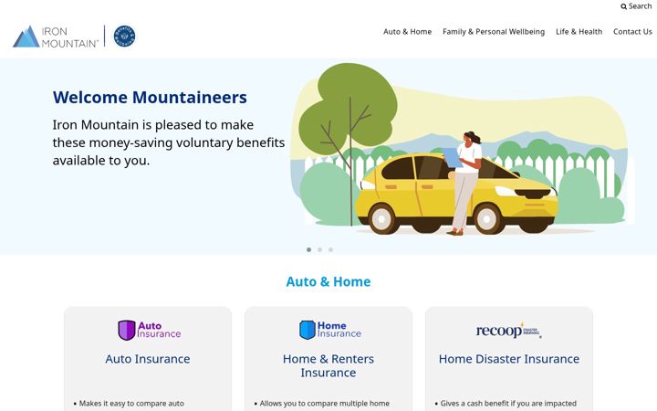 Screenshot of ironmountainvoluntarybenefits.com