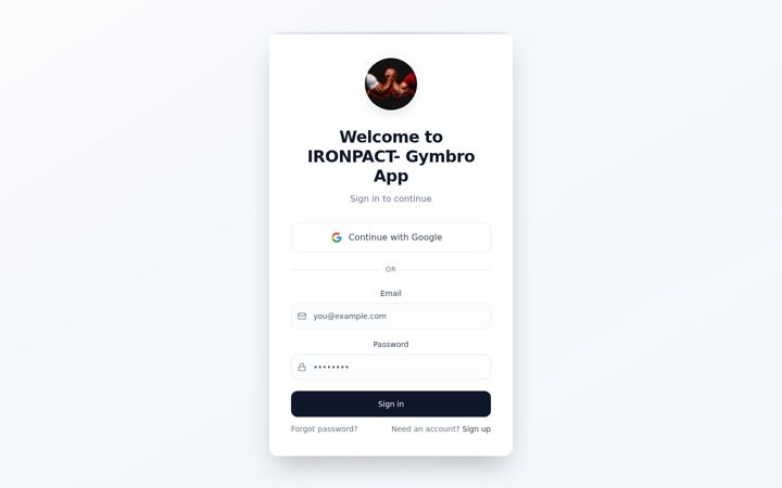 Screenshot of ironpact-gymbro-app.com