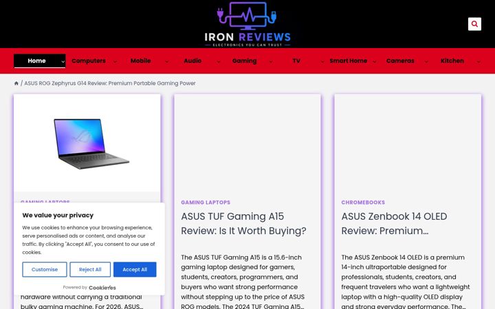 Screenshot of ironreviews.com