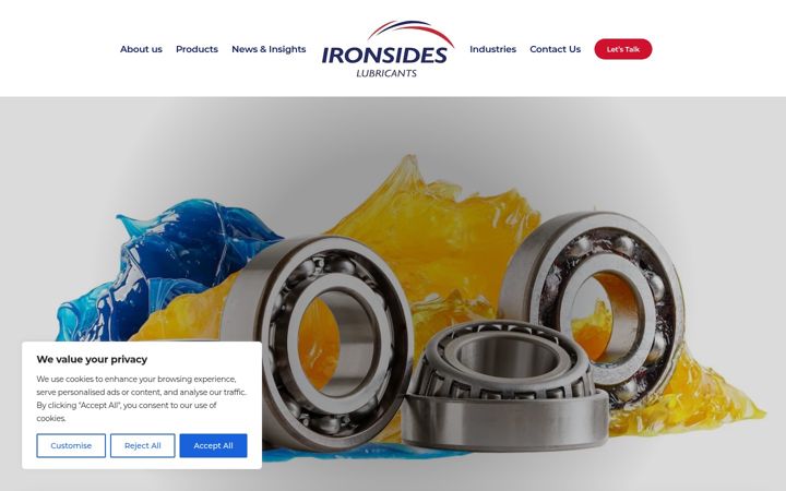 Screenshot of ironsideslubricants.co.uk