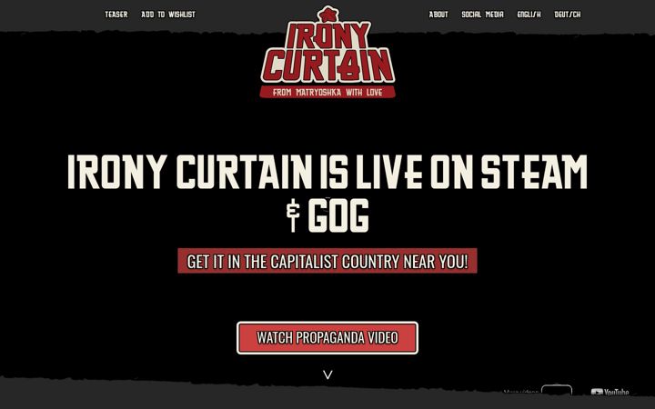 Screenshot of ironycurtaingame.com
