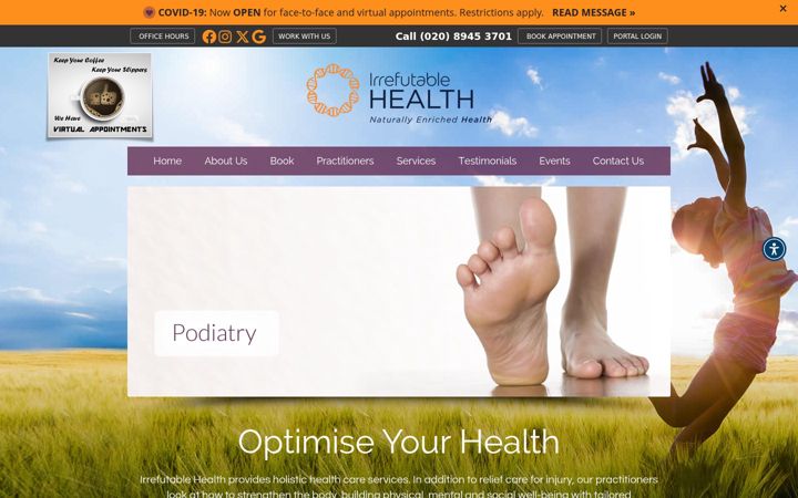Screenshot of irrefutablehealth.co.uk