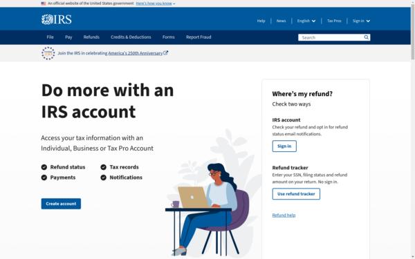 Screenshot of irs.gov