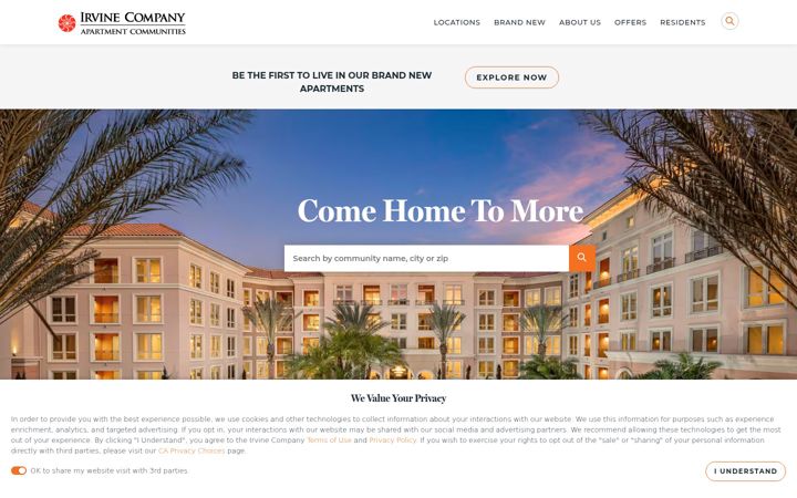 Snímek obrazovky irvinecompanyapartments.com
