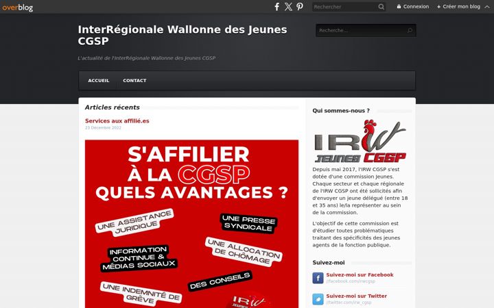 Screenshot of irwjeunescgsp.be