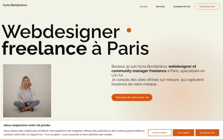 Screenshot of irynabondarieva.com