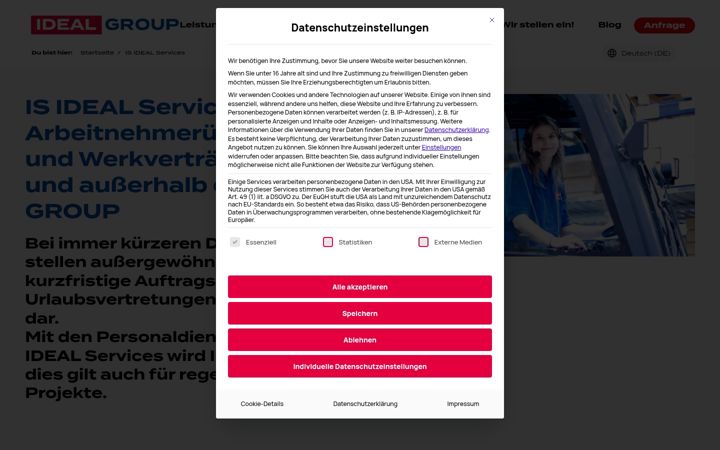 Screenshot of is-ideal-services.de