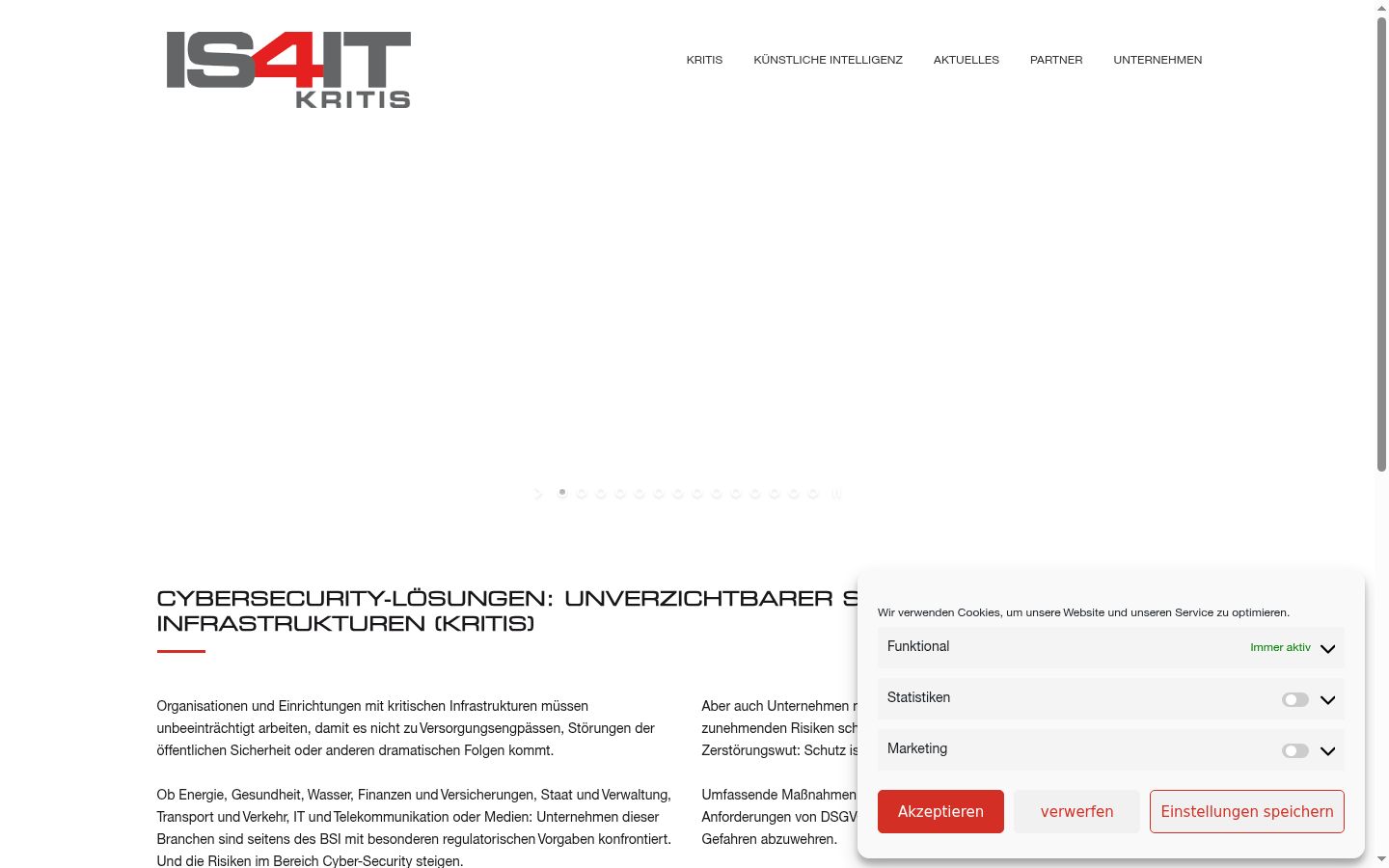Screenshot des Einwilligungsbanners vor jeglicher Interaktion