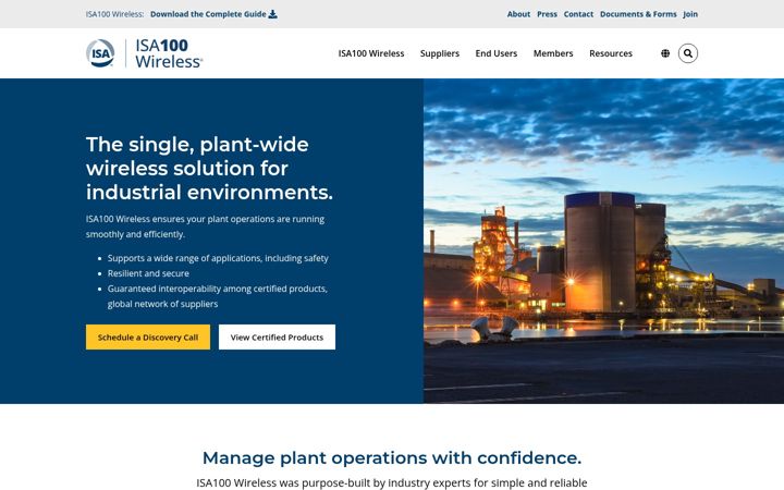 Screenshot of isa100wci.org