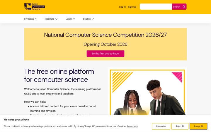 Screenshot of isaaccomputerscience.org