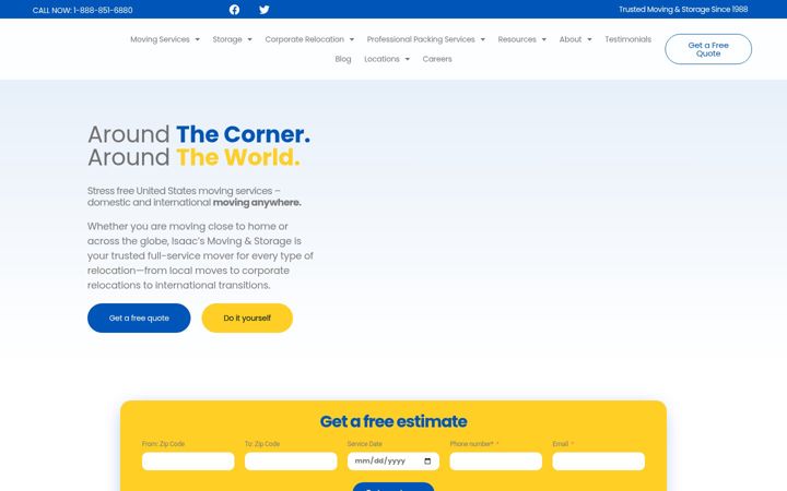 Screenshot of isaacsmoving.com