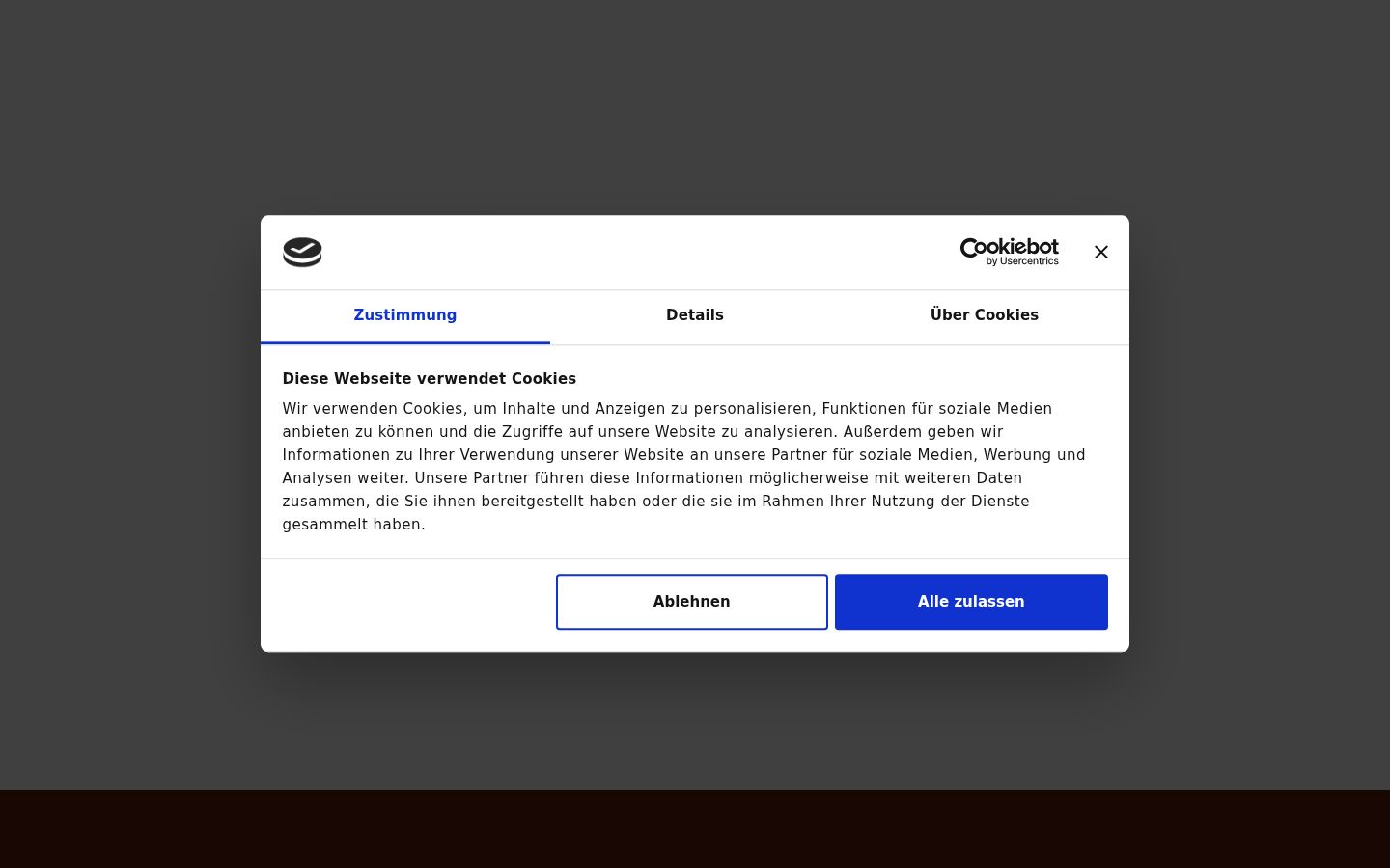 Screenshot van de toestemmingsbanner zoals getoond vóór enige interactie