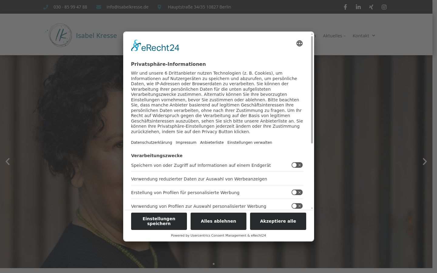 Screenshot del banner di consenso mostrato prima di qualsiasi interazione