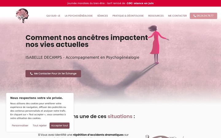Screenshot of isabelle-decamps-psychogenealogie.com