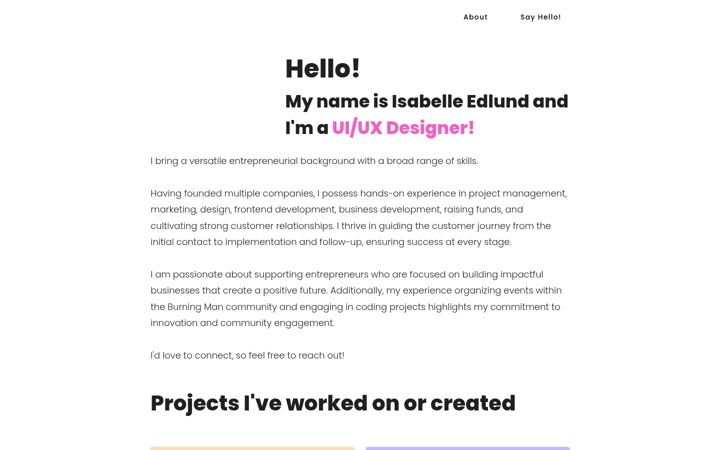 Screenshot of isabelleedlund.com