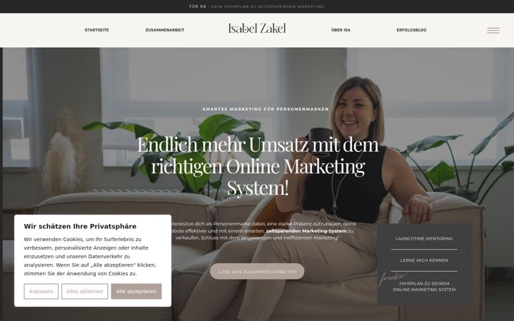 Screenshot of isabelzakel.com