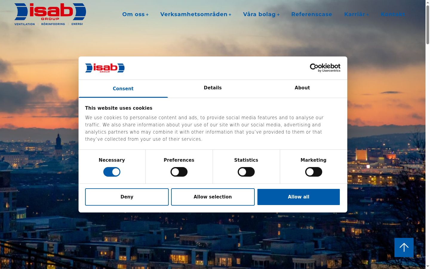 Screenshot of the consent banner shown before any interaction