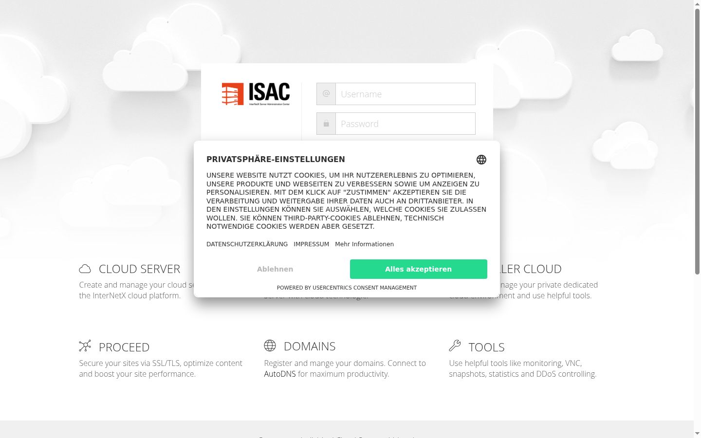 Screenshot del banner di consenso mostrato prima di qualsiasi interazione